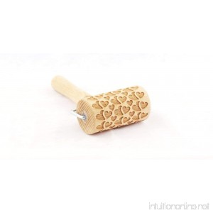 STODOLA Engraved Mini Rolling Pin with HEARTS Pattern - for Embossed cookies 2.2 x 4-inch (DOUBLE HEARTS) - B07663NTWS